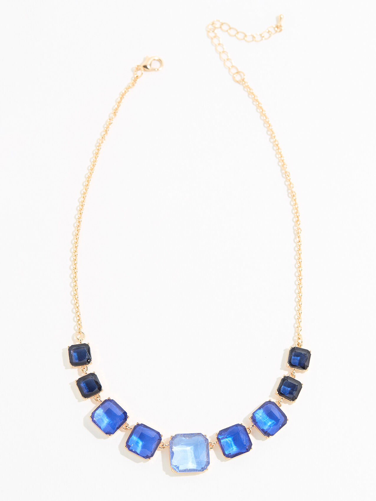 Square glass stone short necklace Cleo Blue NS
