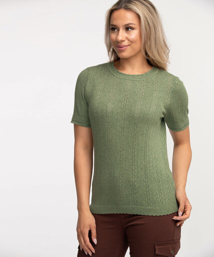 Pointelle Short Sleeve Sweater Image 1