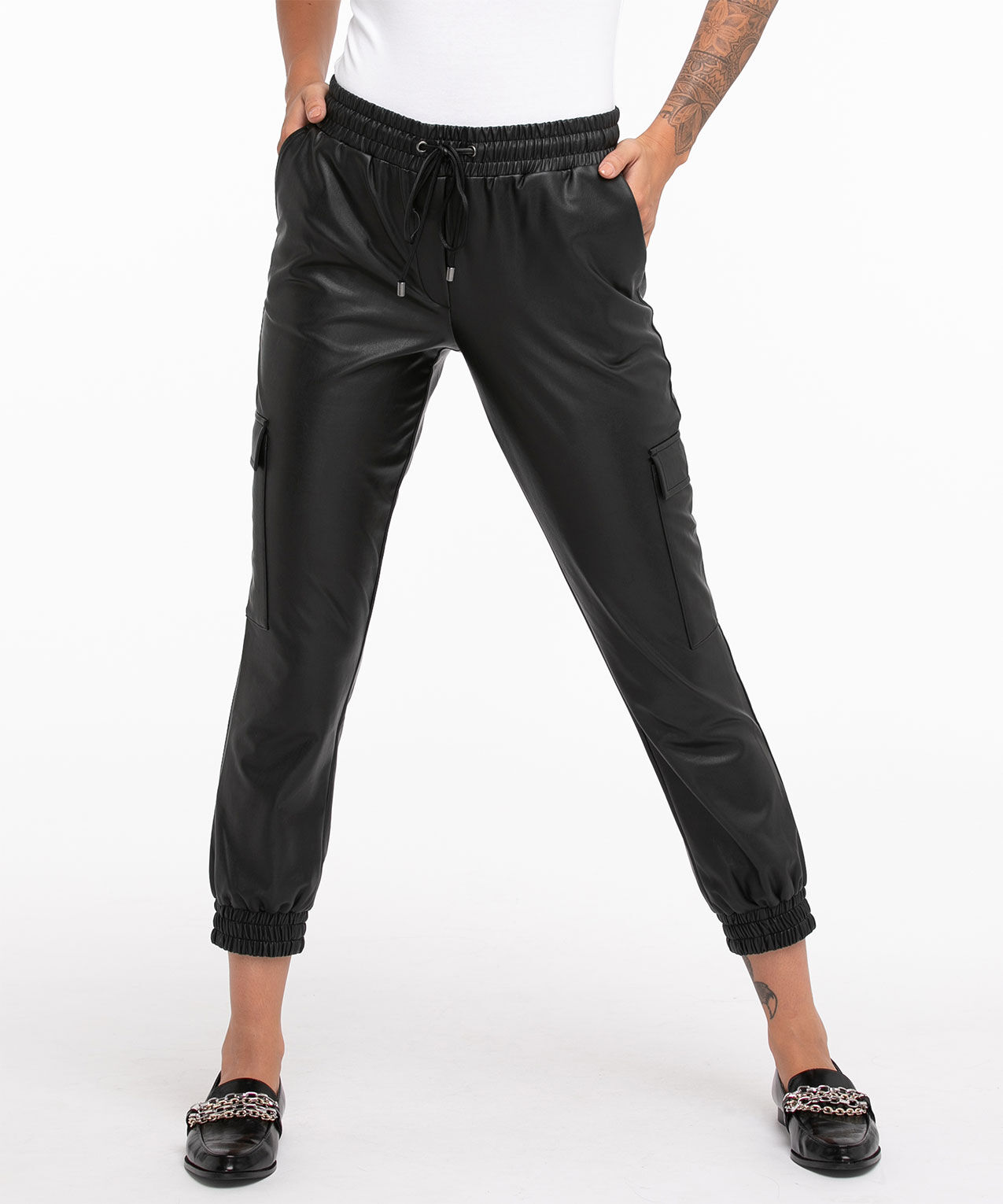 Leather cargo joggers 2025