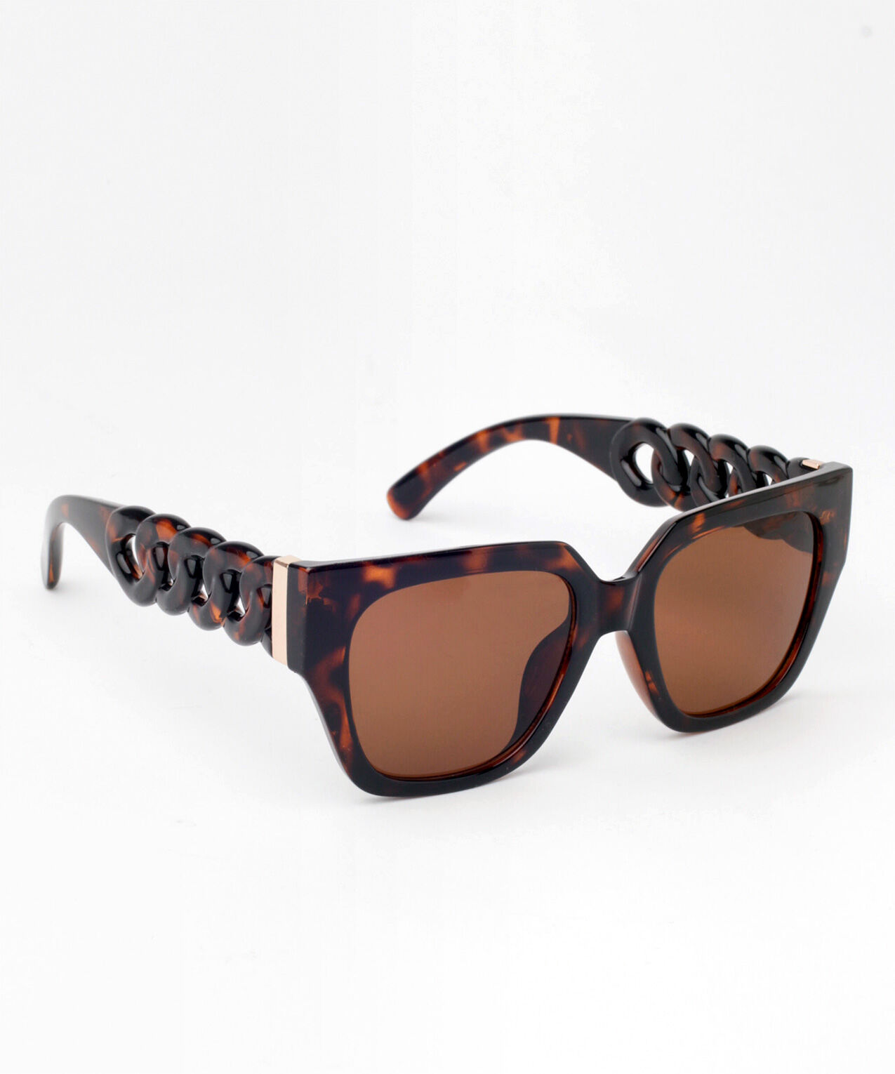 Tortoise Sunglasses with Chain Arm Detail