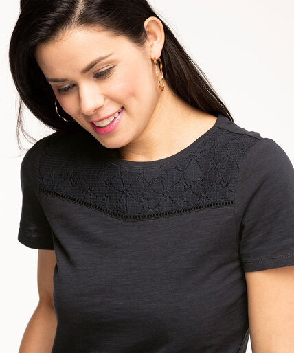 Lace Insert Cotton Tee Image 2