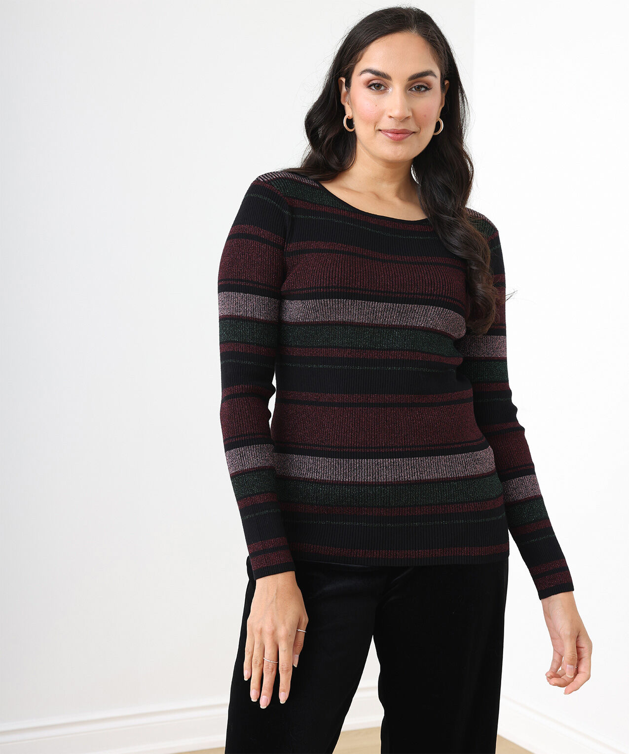 Striped Shimmer Knit Sweater Cleo 4000008761