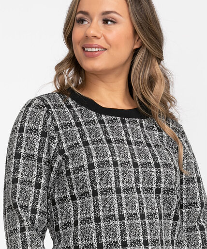 Textured Plaid Knit Pullover Image 3