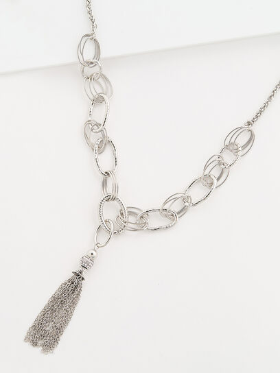 Long Silver Tassel Necklace