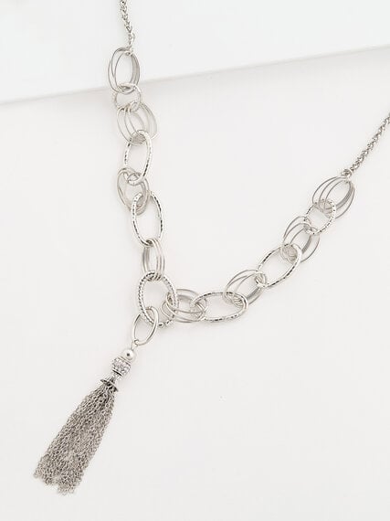 Long Silver Tassel Necklace Image 3