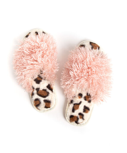 Fuzzy Leopard Slippers Image 1