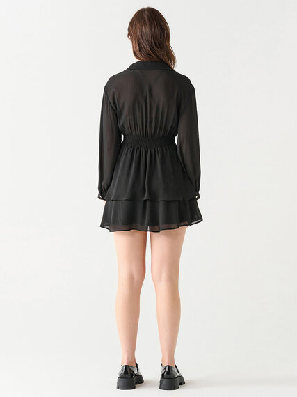 Smocked Waist Tiered Mini Dress by Black Tape Image 3
