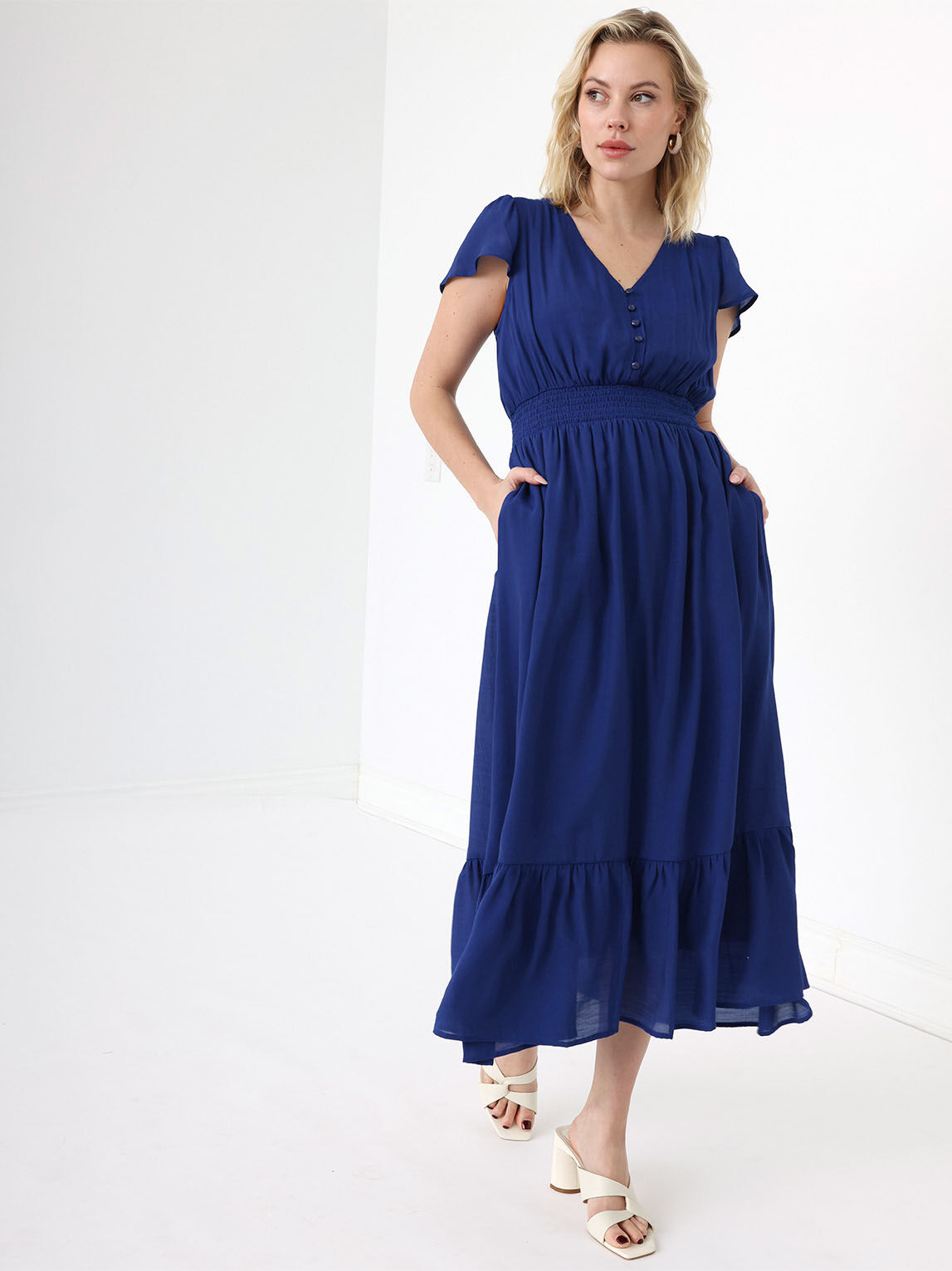Petite blue best sale maxi dress