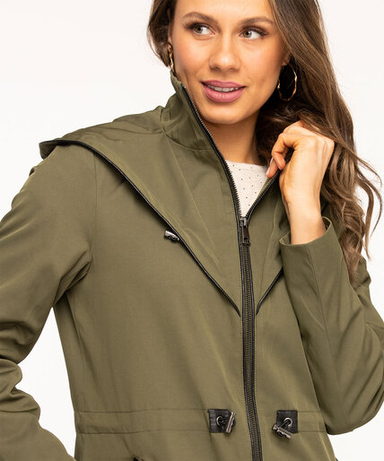 Olive Hooded Zip Front Anorak Image 4