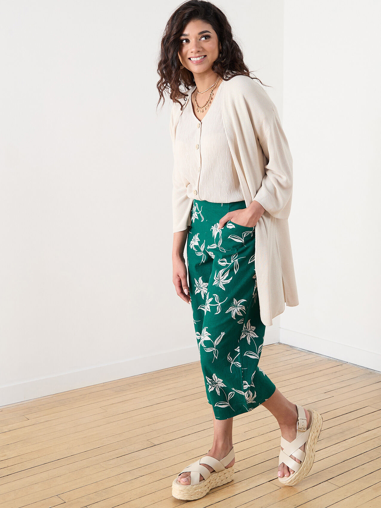 Linen crop pants petite store