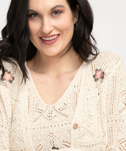 Embroidered Crochet Cardigan Image 5