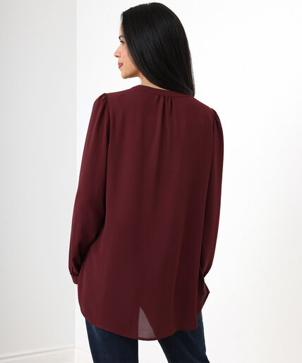 Petite Long Sleeve V-Neck Mid-Length Blouse Image 4