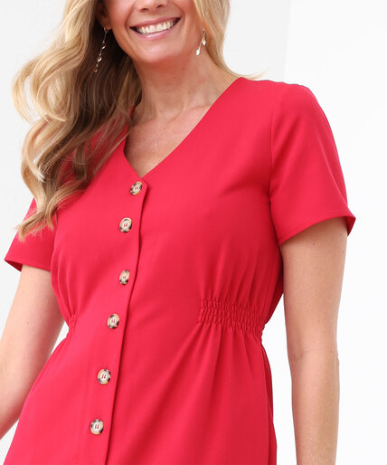 Button Front Dress with Short Sleeves Image 3