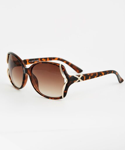 Tortoise Sunglasses with Metal Detail Image 1