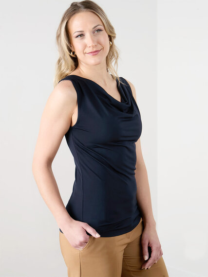 Sleeveless Cowl Neck Knit Top Image 2