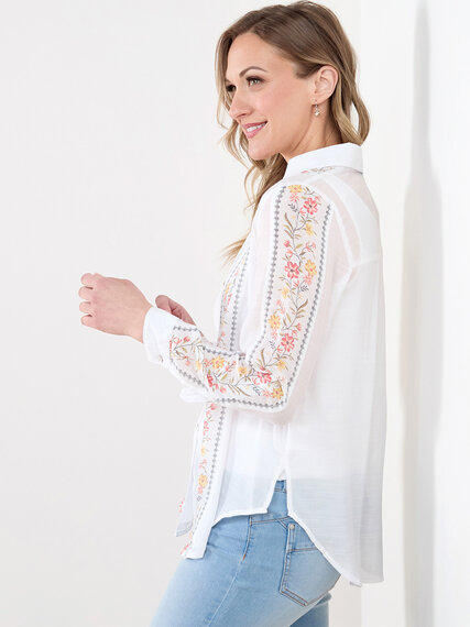 Long Sleeve Blouse with Floral Embroidery Print Image 5