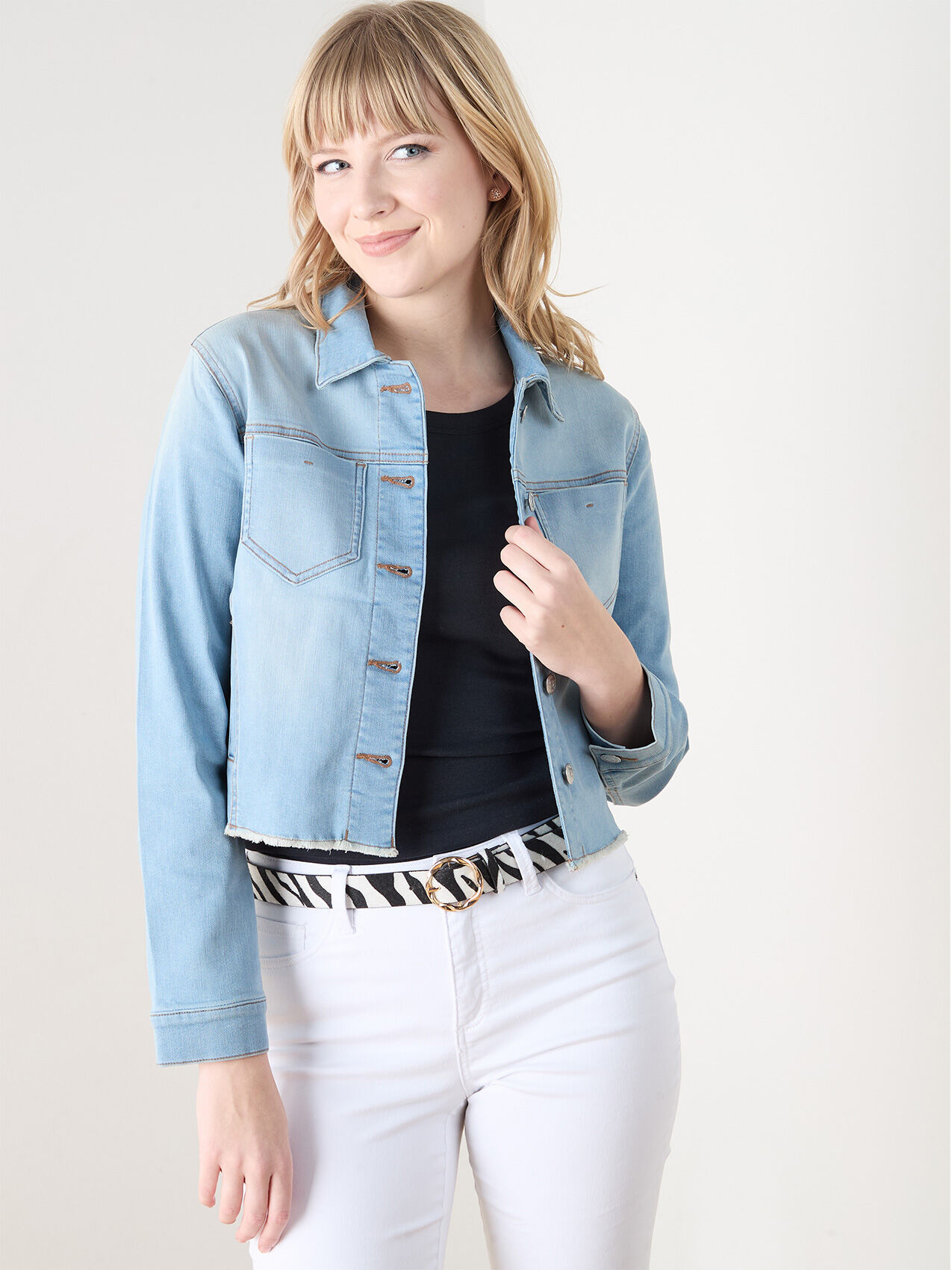 Light Wash Cropped Denim Jacket