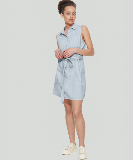 Dex Tencel Sleeveless Shirt-Dress Image 1