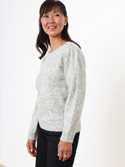 Petite Button-Shoulder Pullover Sweater