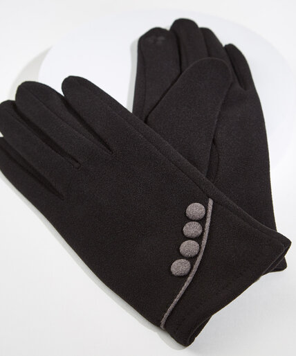 Black Faux Button Touchscreen Gloves  Image 2