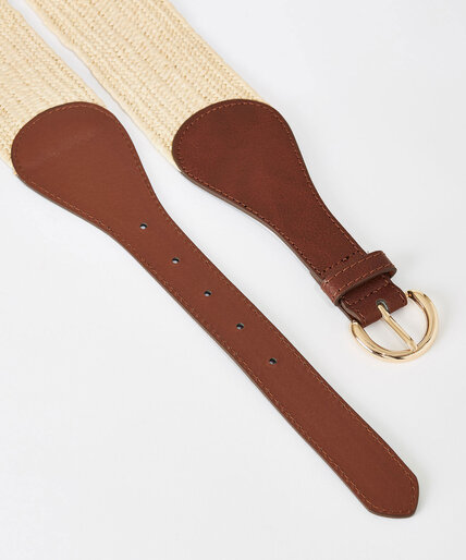 Straw Stretch Belt with Tapered Detail Image 2