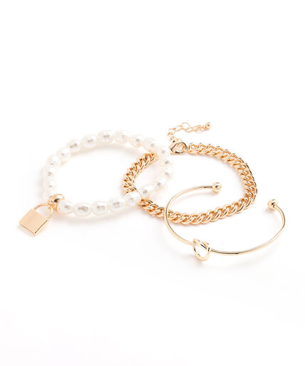 Pearl & Gold Charm Bracelet 3-Pack Image 1