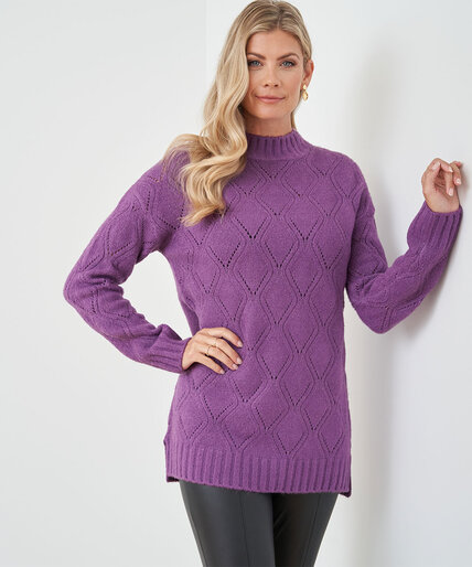 Pointelle Tunic Sweater Image 1