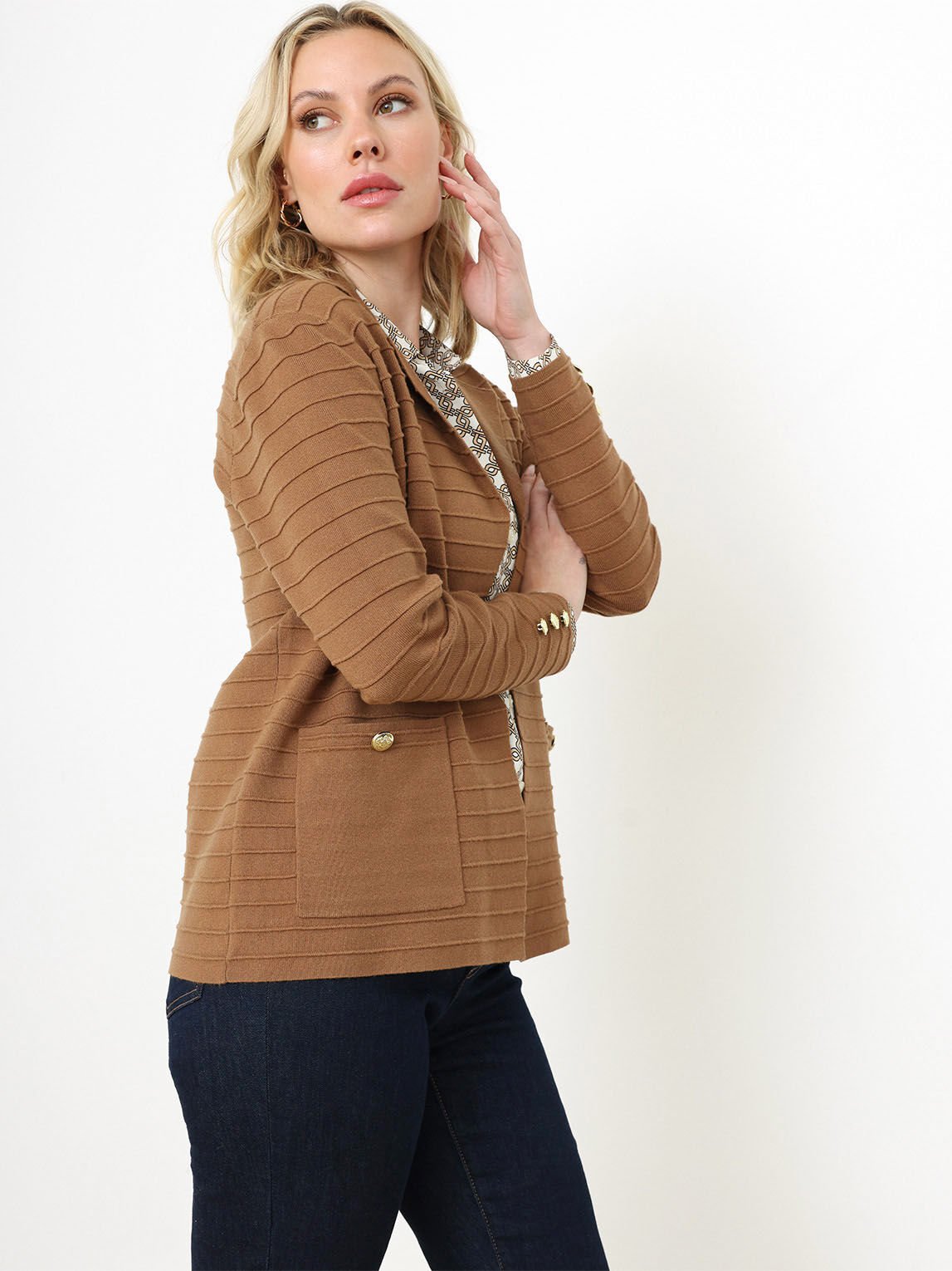 Petite Open-Front Knit Blazer Sweater