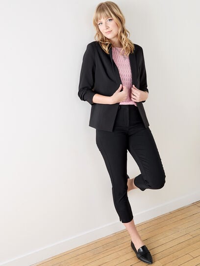 Christy Slim Black Ankle Pant in Microtwill