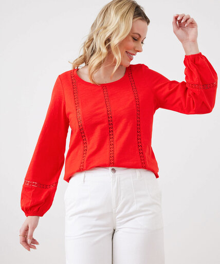Long Sleeve Top with Crochet Inserts Image 5
