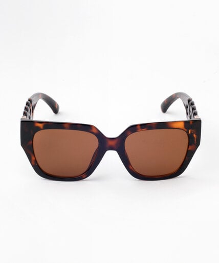 Tortoise Sunglasses with Chain Arm Detail Image 3