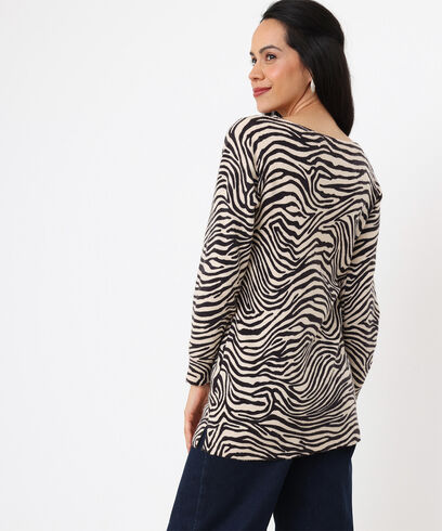 Petite Long Sleeve Animal Print Sweater