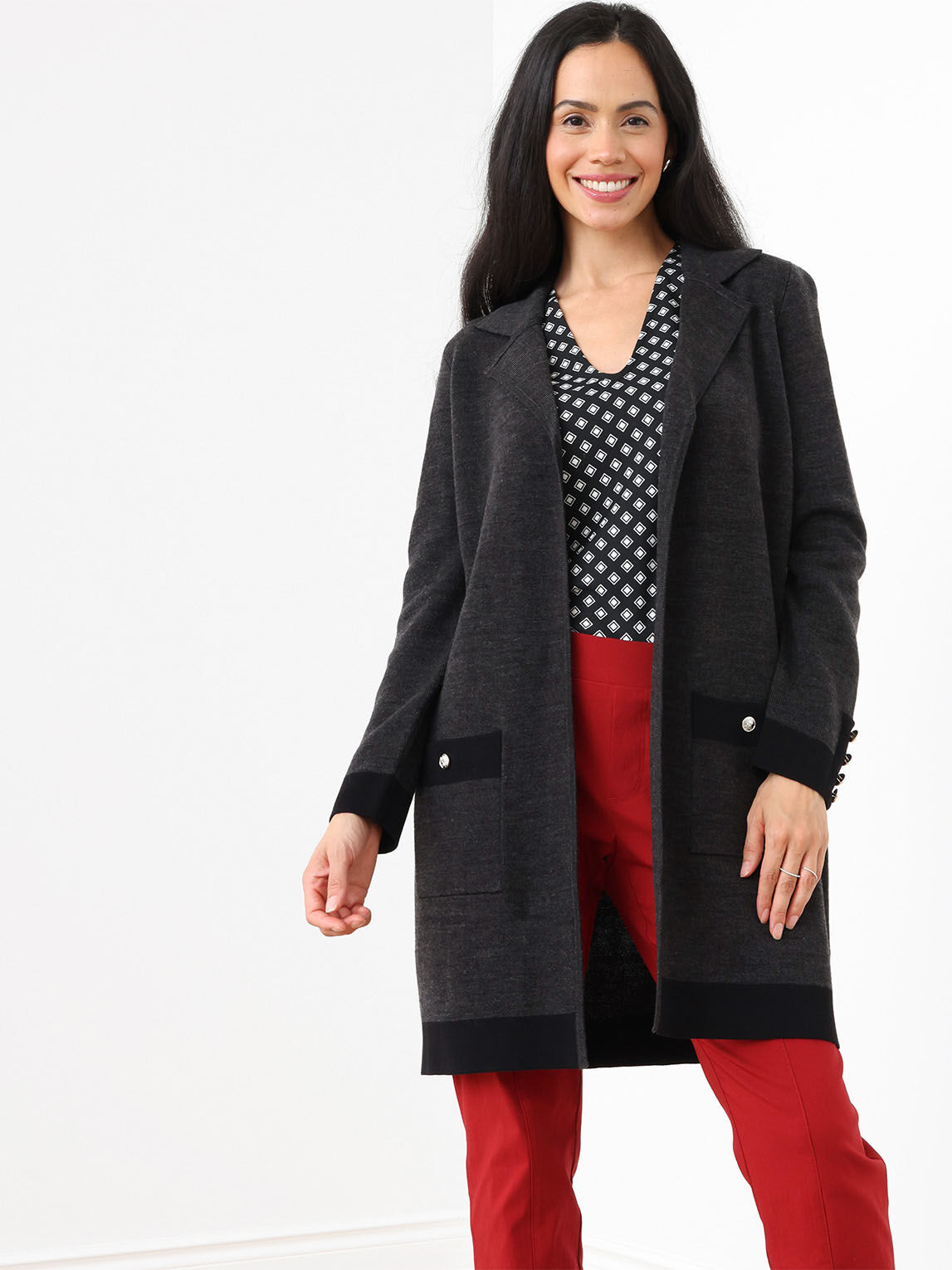 Petite Long Sleeve Knit Coatigan
