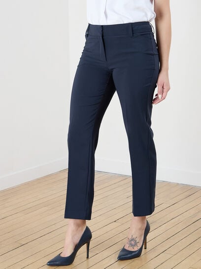 Leah Navy Straight Ankle Pant