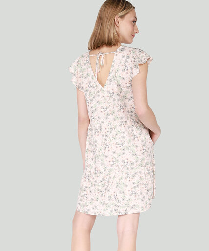 Dex Flutter Sleeve Linen Babydoll Mini Dress Image 2