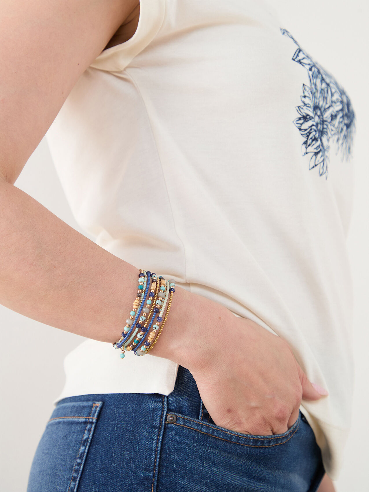 Beaded coil bracelet deals