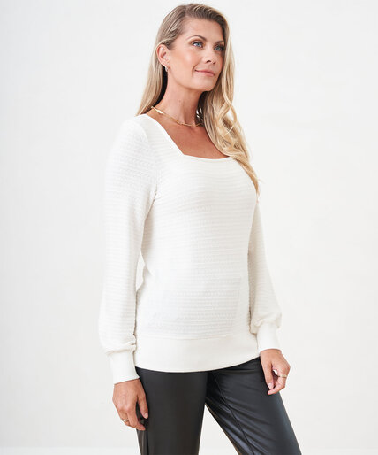 Pointelle Knit Square Neck Top Image 3