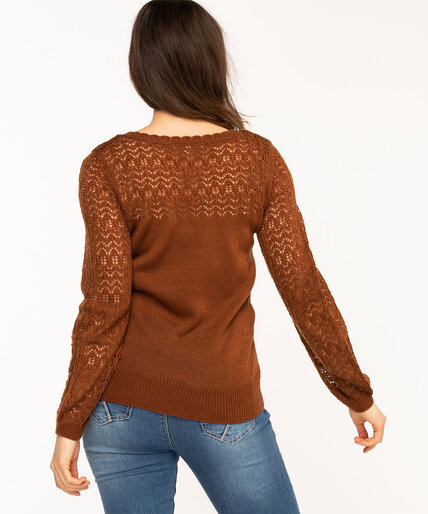 Copper Crochet Balloon Sleeve Sweater Image 3