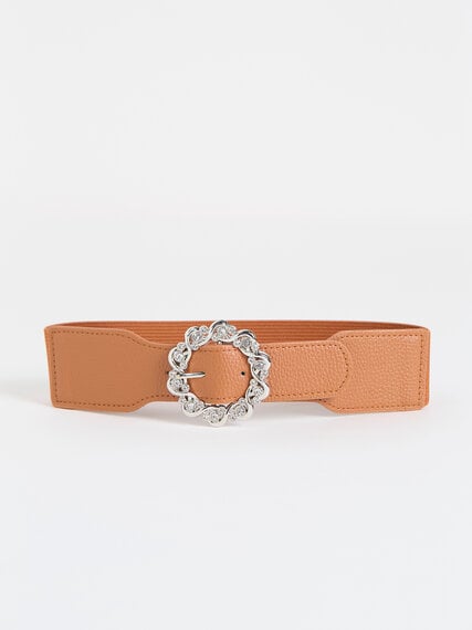 Vegan Leather Jeweled Stretch Belt Image 1