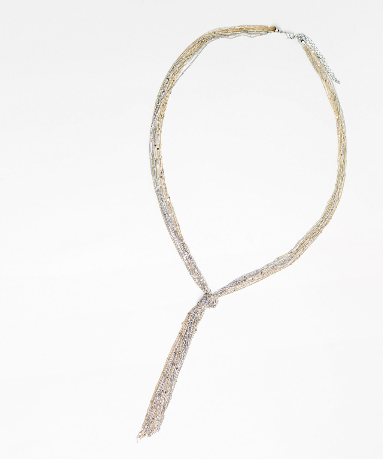 Tri-Colour Long Tassel Necklace