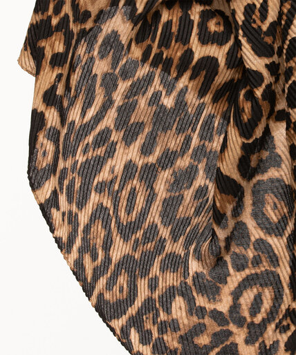 Leopard Print Pleated Scarf Image 3