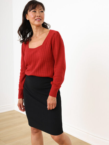 Petite Square Neck Pullover with Puff Shoulders Image 6