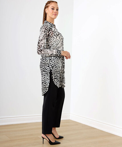 Mesh Printed Long Sleeve Front Tunic Top  Image 2