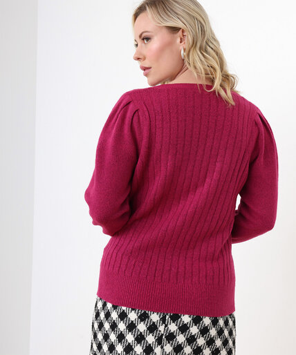 Petite Square Neck Pullover with Puff Shoulders Image 3