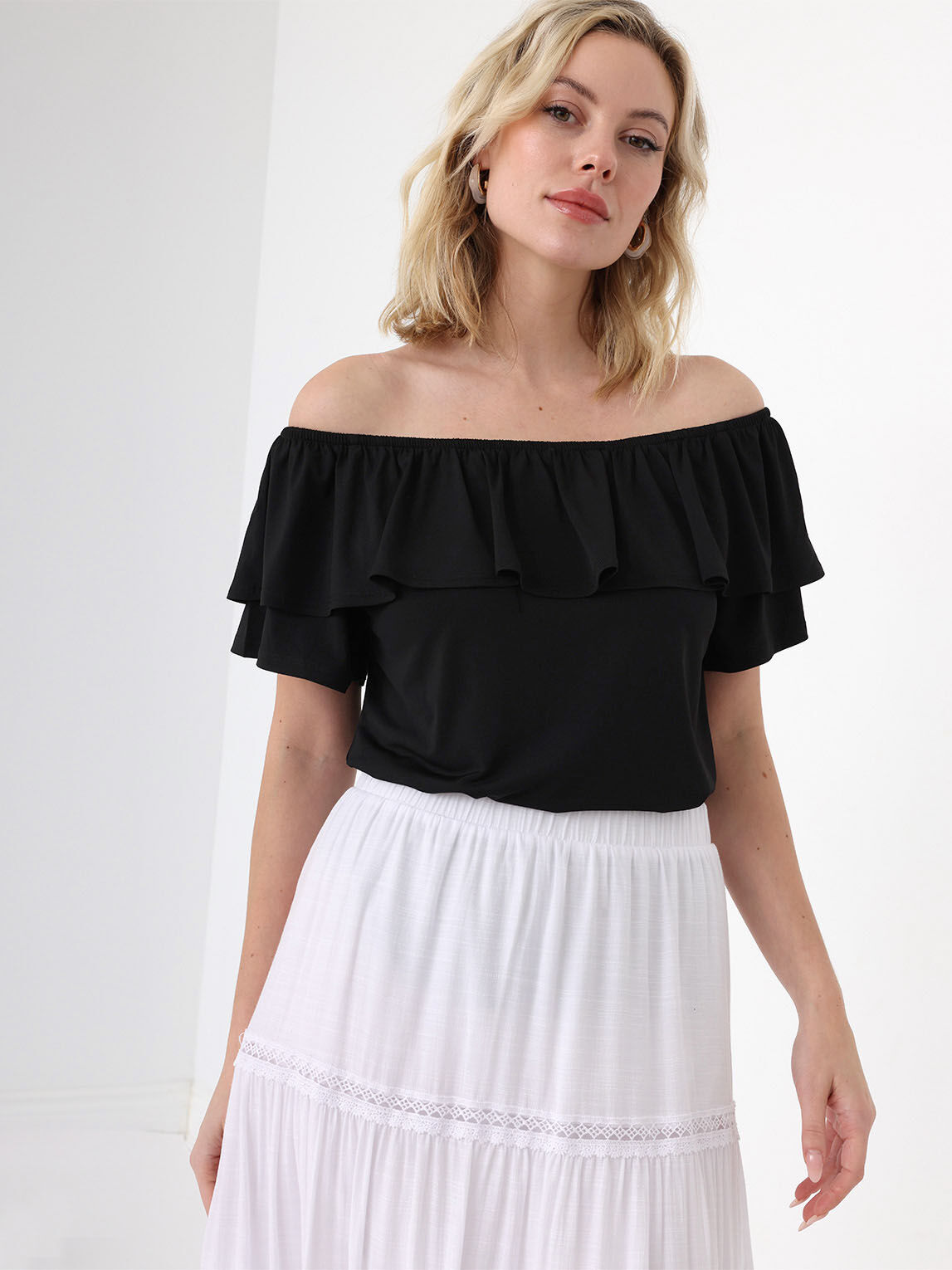 Petite Short Sleeve Ruffle Top Cleo 4000009140