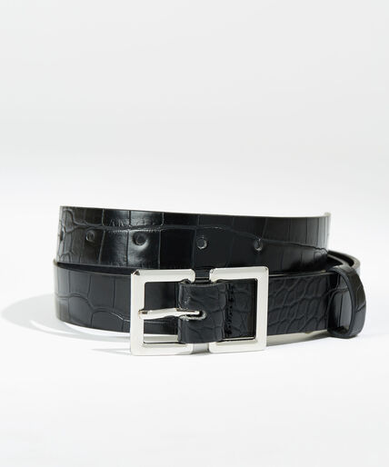 Croco Dress Belt with Square Buckle Image 1