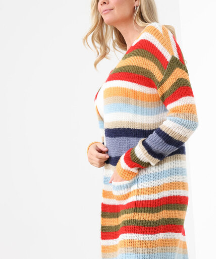 Full-Length Colourfully Striped Cardigan Image 4