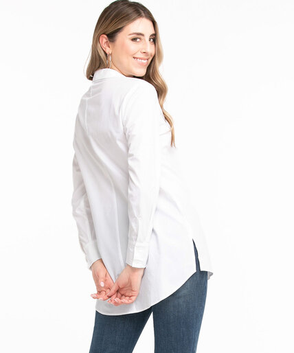 Poplin Button Front Long Sleeve Shirt Image 4