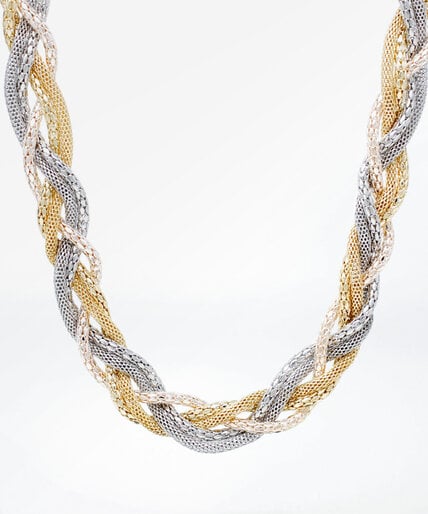 Mixed Metal Braided Short Necklace Image 1