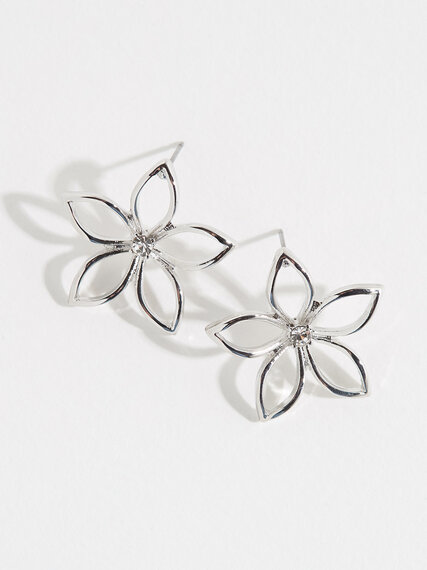 Silver Flower Earrings Image 3